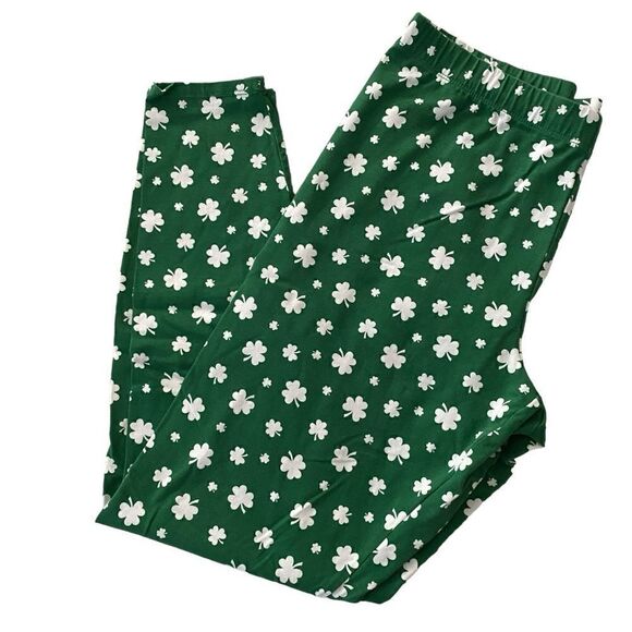 Juniors No Boundaries St. Patrick's Day Irish Green Shamrock Leggings Size 15-… - Picture 1 of 6